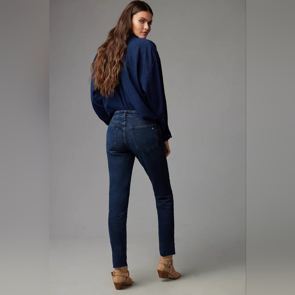 RAG & BONE Jeans Dre Low Rise Slim Boyfriend Dark Blue Denim Anthropologie - Picture 5 of 14
